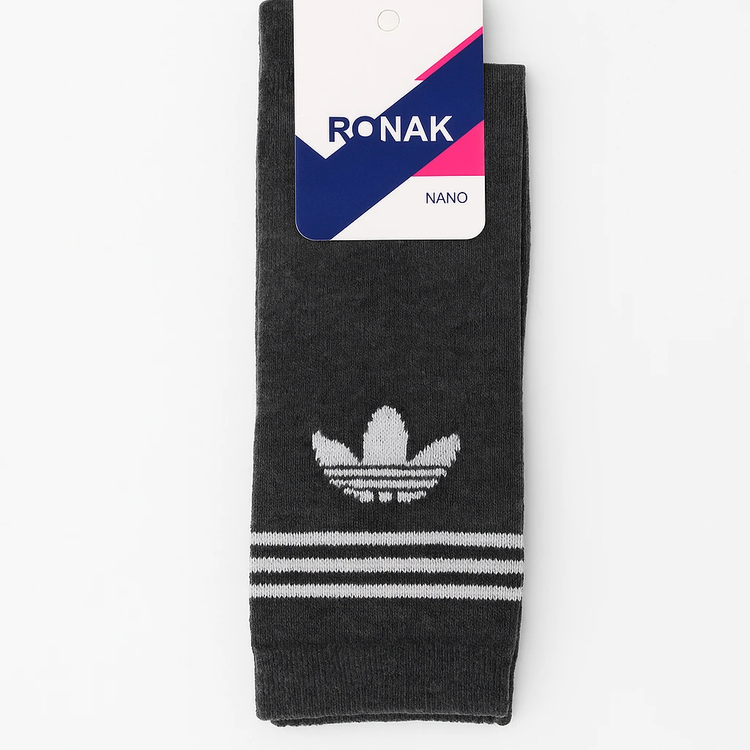 🎯 جوراب ورزشی مردانه ذغالی RONAK NANO