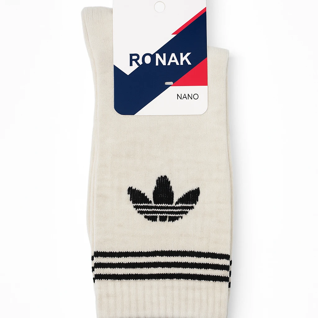 🌟 جوراب ورزشی مردانه بژ کرمی RONAK NANO