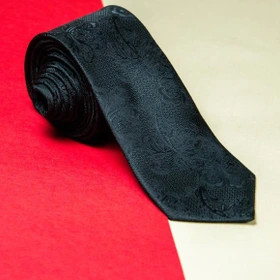 کراوات مایکروفایبر مشکی طرح بوته جقه مخفی با پوشت کد ۱۵۸۵