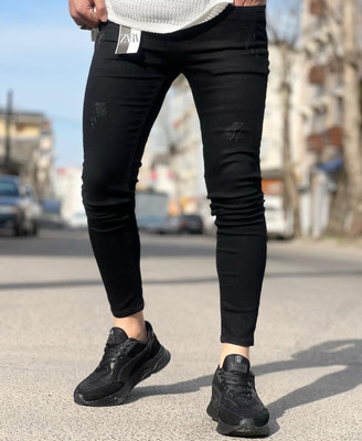 شلوار جین اسکینی مشکی مردانه فول کش کد 5855