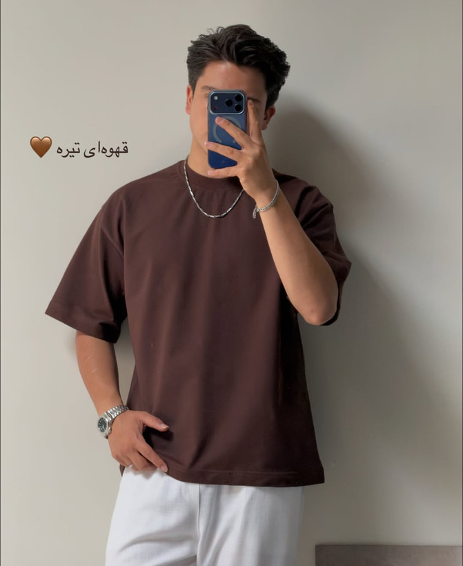تیشرت لش بیسیک قهوه ای اسپرسو🤎☕ مردانه | پارچه پنبه دونخ پنبه گرم بالا