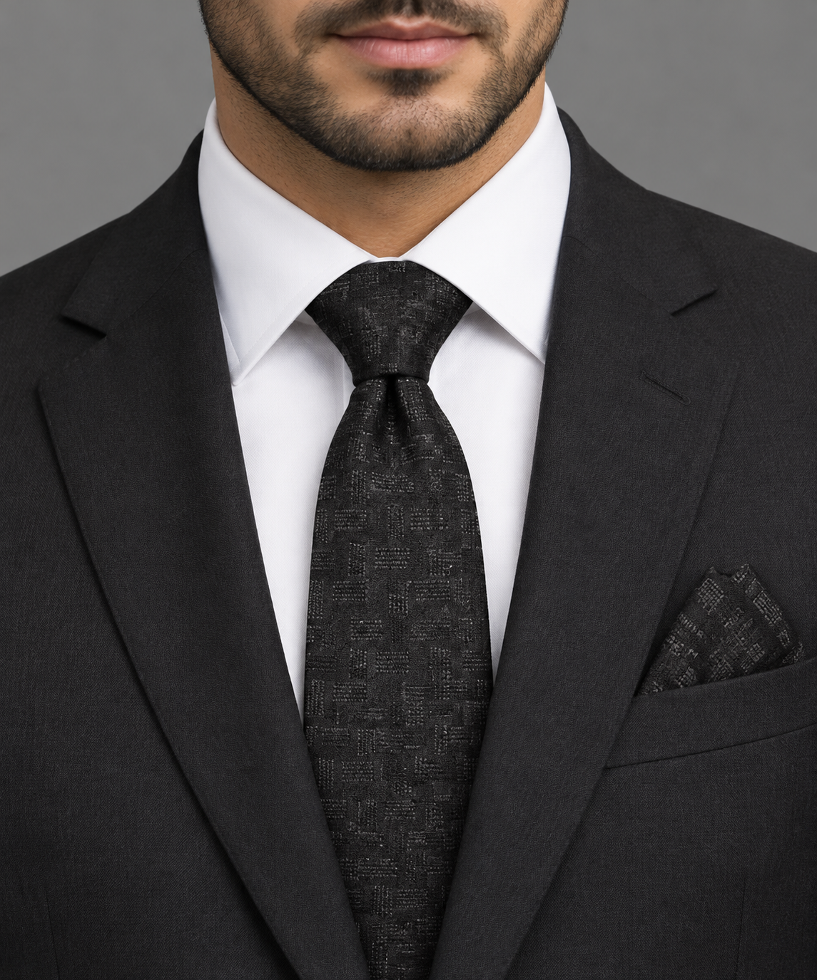 ست کراوات مشکی مردانه با پوشت هماهنگ؛ مناسب استایل رسمی G6498 / او دی اکسسوری